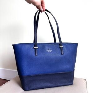 Kate Spade Large NY Cedar Street Laptop Harmony Shopper Bag Blue Laguna Saffiano